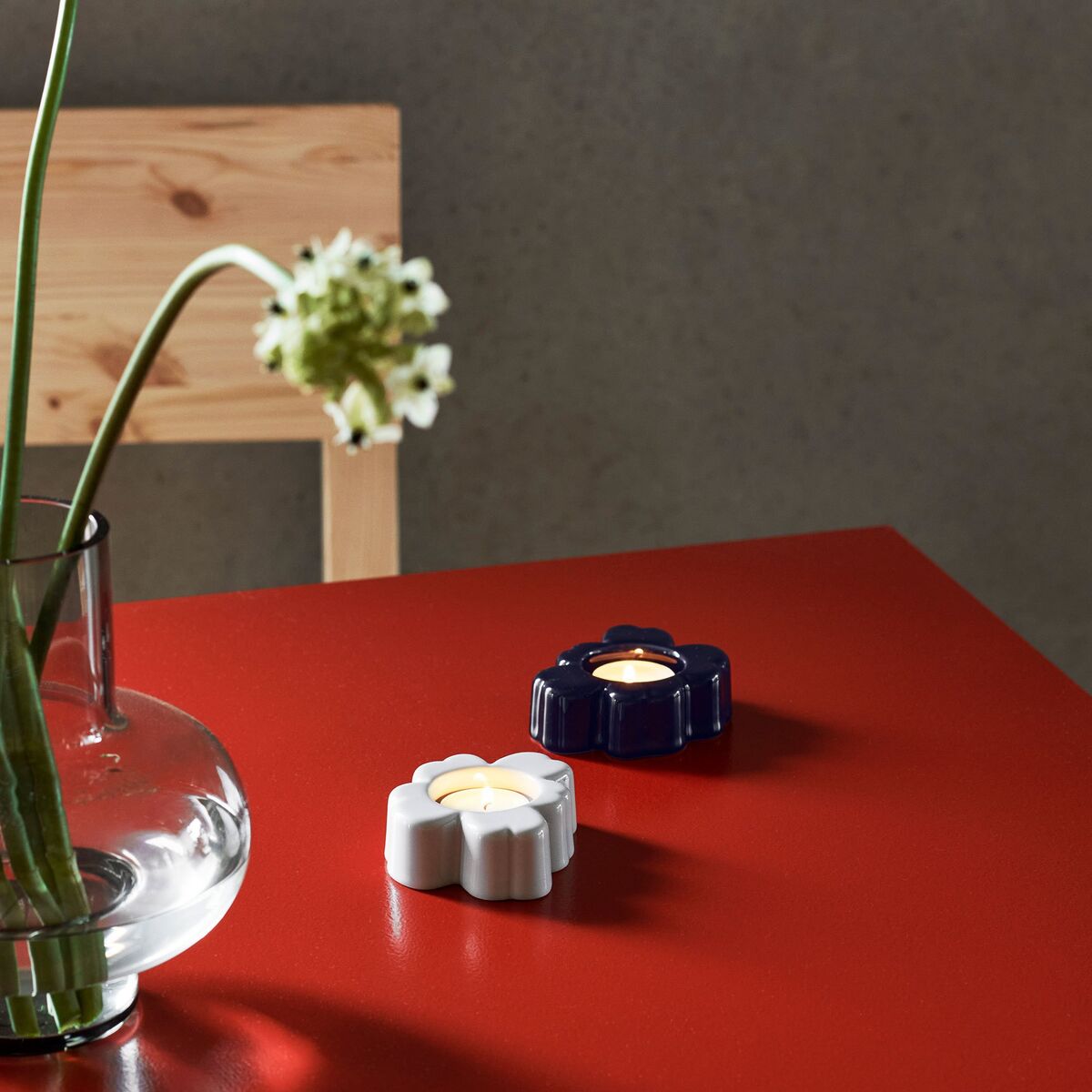 Unikko Shape telysholder 10x3 cm, kobolt