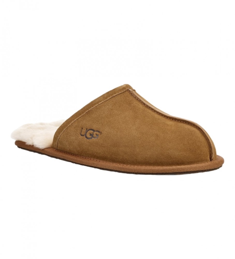 Pantufas UGG M Scuff em couro marrom para uso doméstico