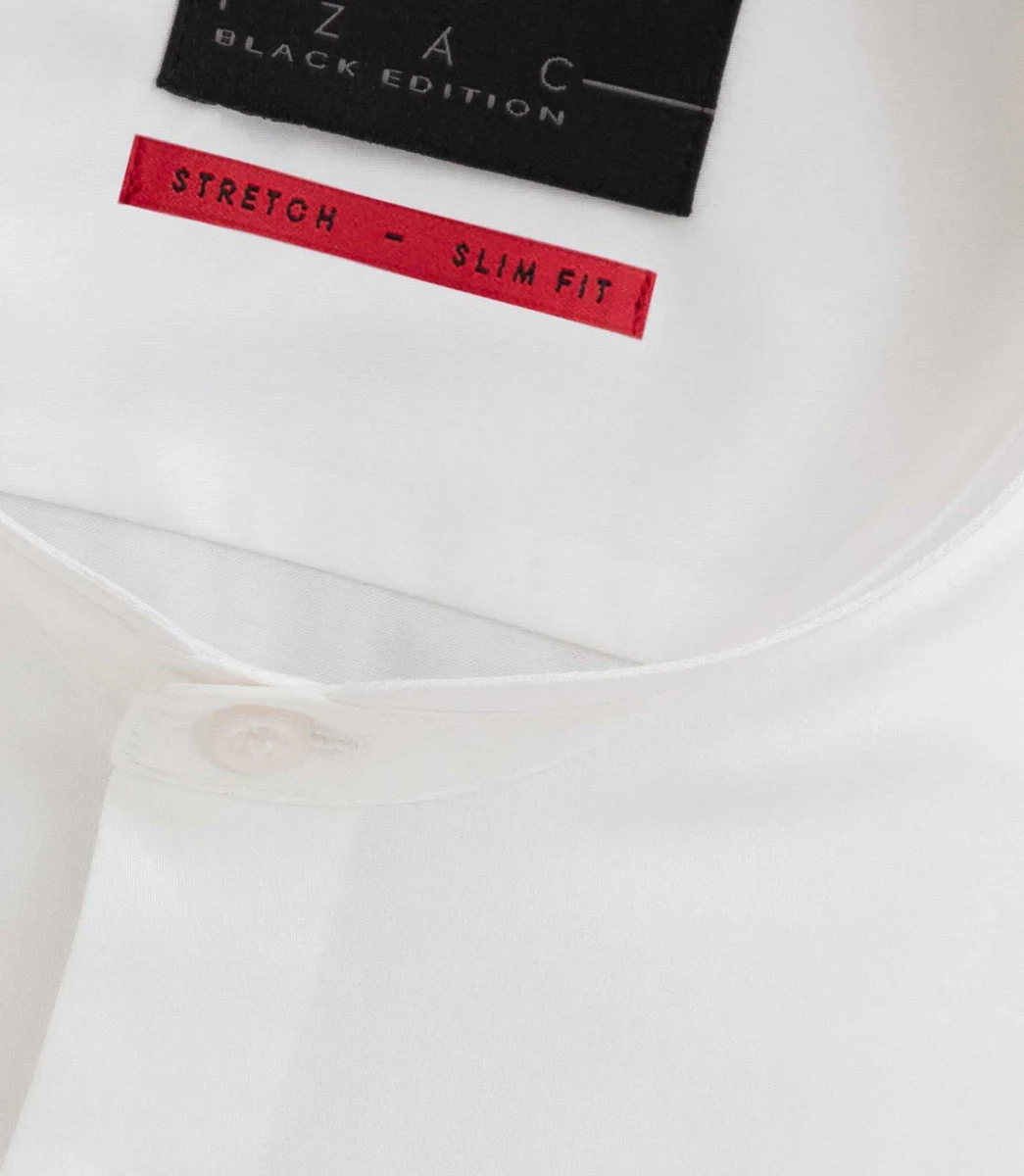 Chemise satin col officier blanche 