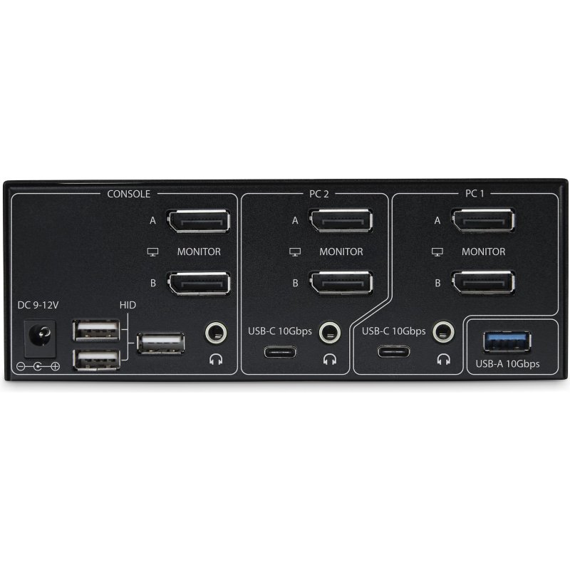 StarTech.com Switch KVM DisplayPort 2 Ports, 8K 60Hz / 4K 144Hz, DP 1.4, 2 Ports USB 10Gbps, 4 Ports USB HID, Commutateur KVM, Commutation par Touches de Raccourci, Conforme TAA