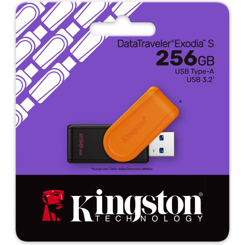 Kingston Technology DataTraveler 256GB Portable USB 3.2 Gen 1 Exodia S (Noir/Orange)