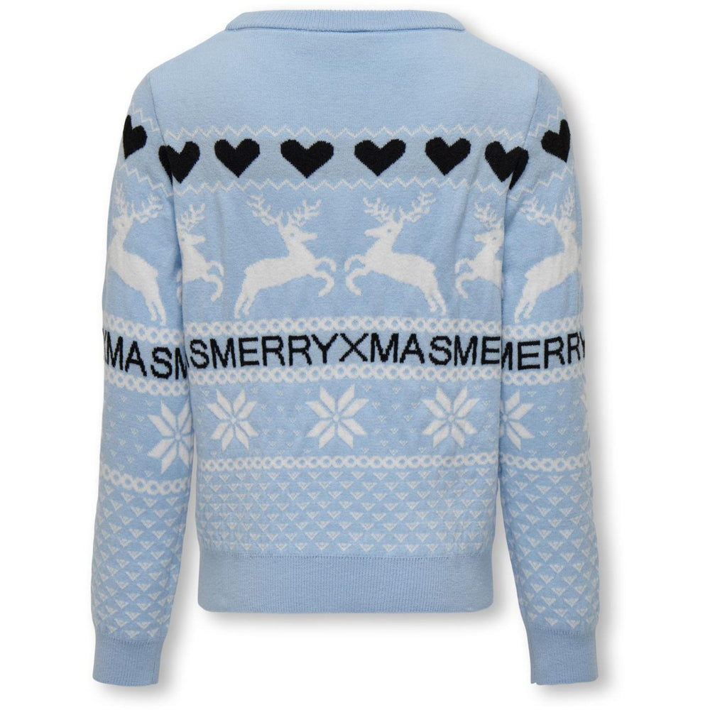 Køb kids ONLY Cashmere Blue Medium Blue Merry Xmas Strik Bluse
