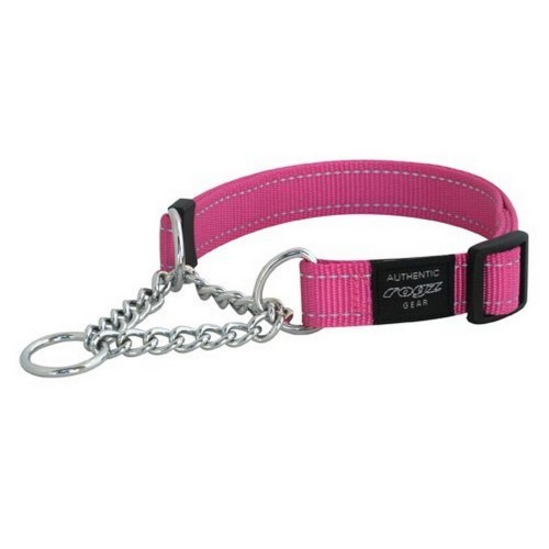 Coleira de obediência de meia corrente para cães, modelo utilitário, rosa.
