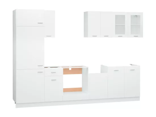 Ensemble de meubles de cuisine 8 pcs Blanc Aggloméré