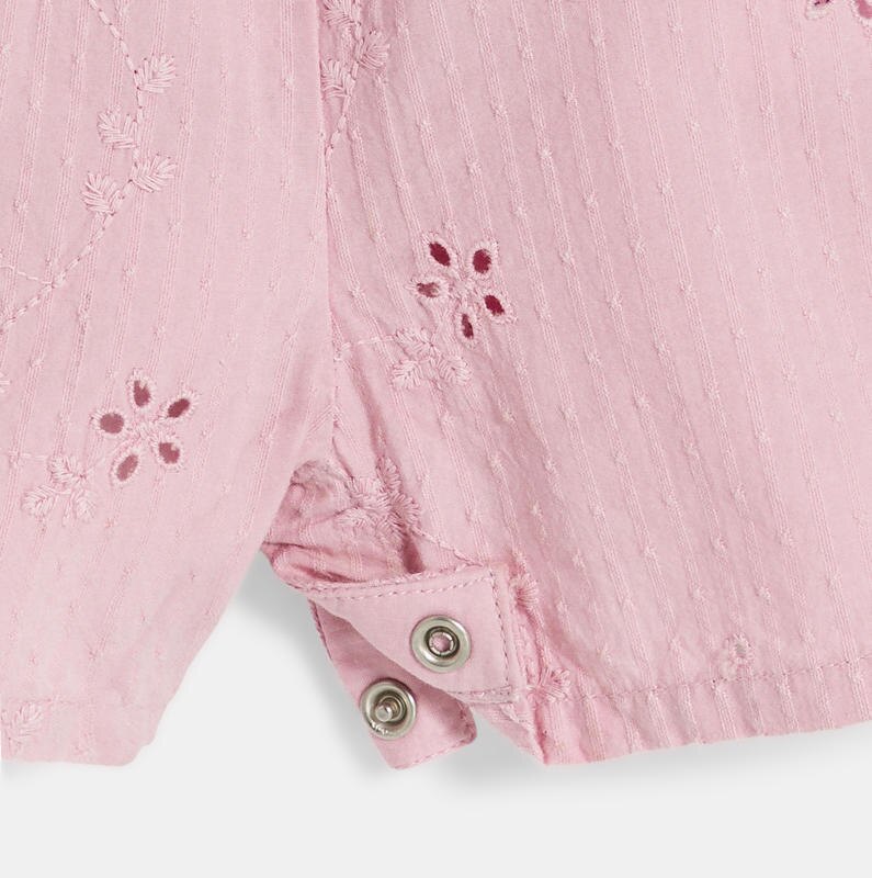 Combinaison courte brodée rose bébé fille Mauve Violet