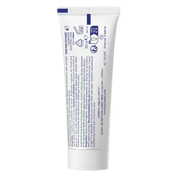 Pasta de dentes Elgydium Junior para crianças de 7 a 12 anos, sabor menta suave, 50 ml