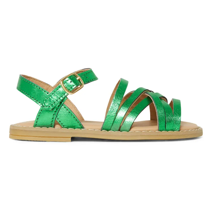 Emile et Ida Sandales Cuir Tresse | Vert