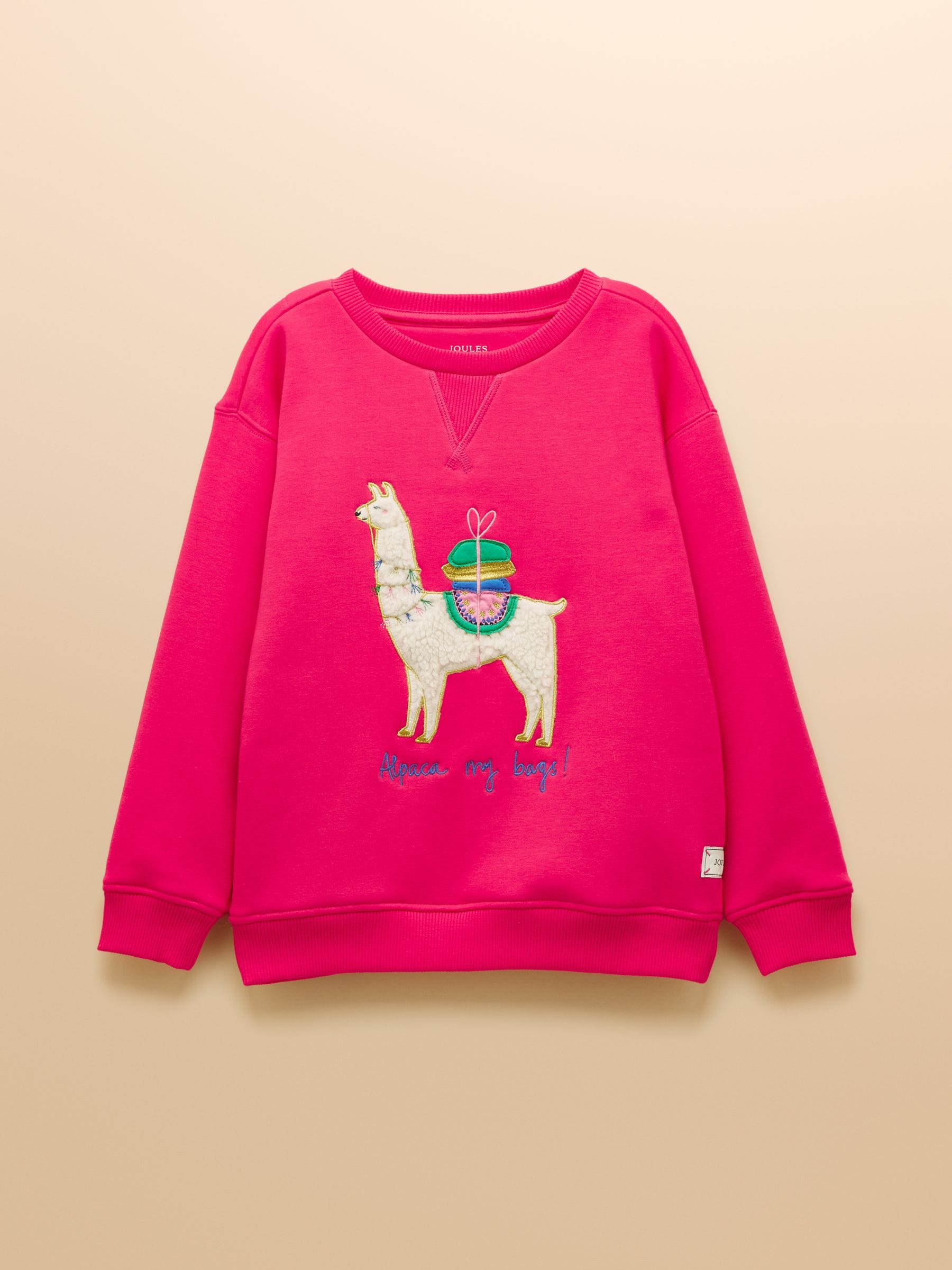 Felroze - Joules Mackenzie sweatshirt voor kinderen met voering van imitatiebont