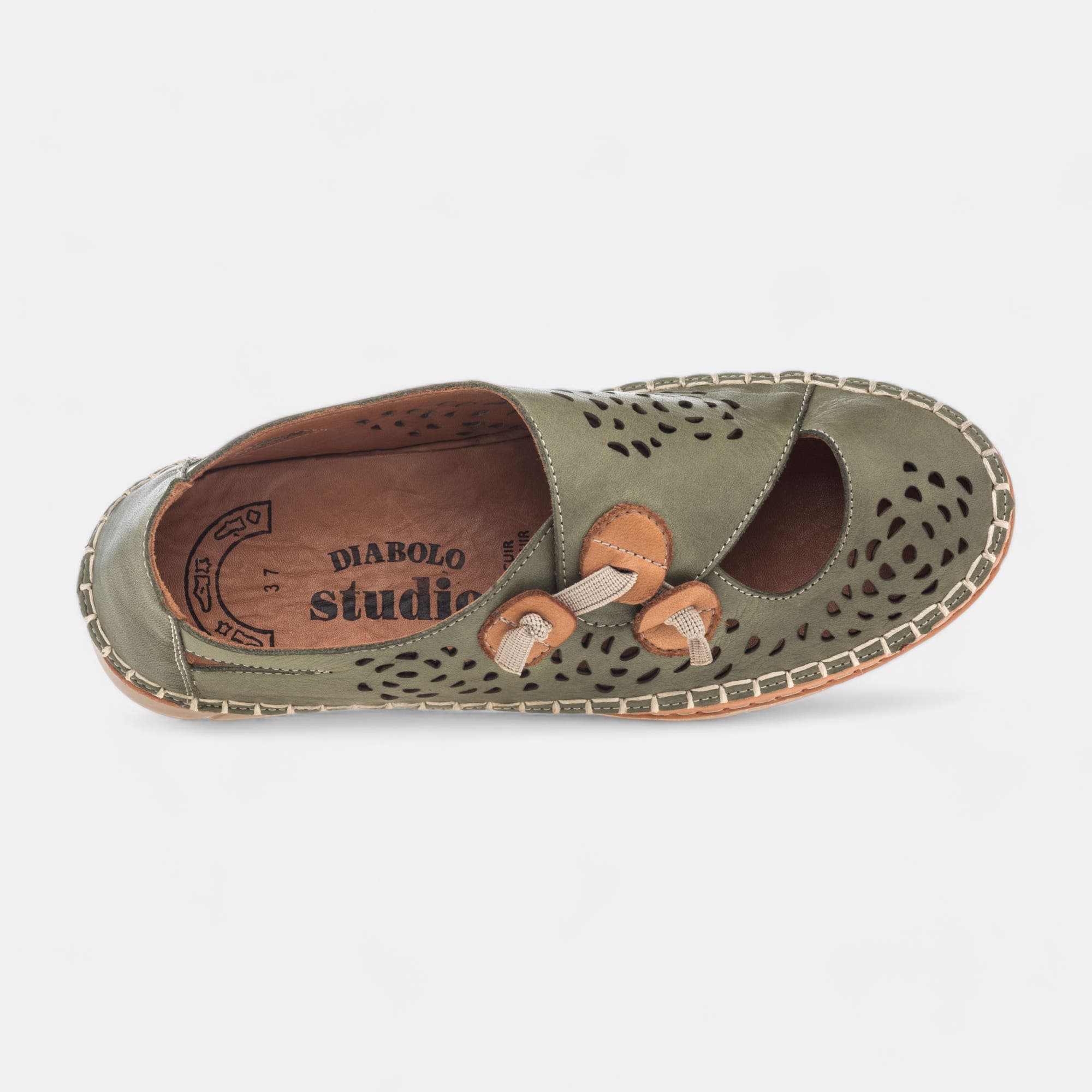 Ballerines Femme en cuir kaki