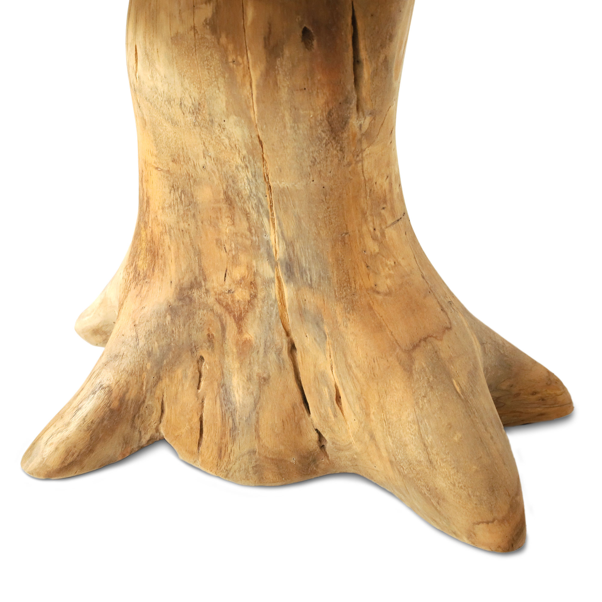 Teak-Hocker mit Wurzelholz-Fuß, natur, H 45 cm, Ø 39 cm von fischer's lagerhaus