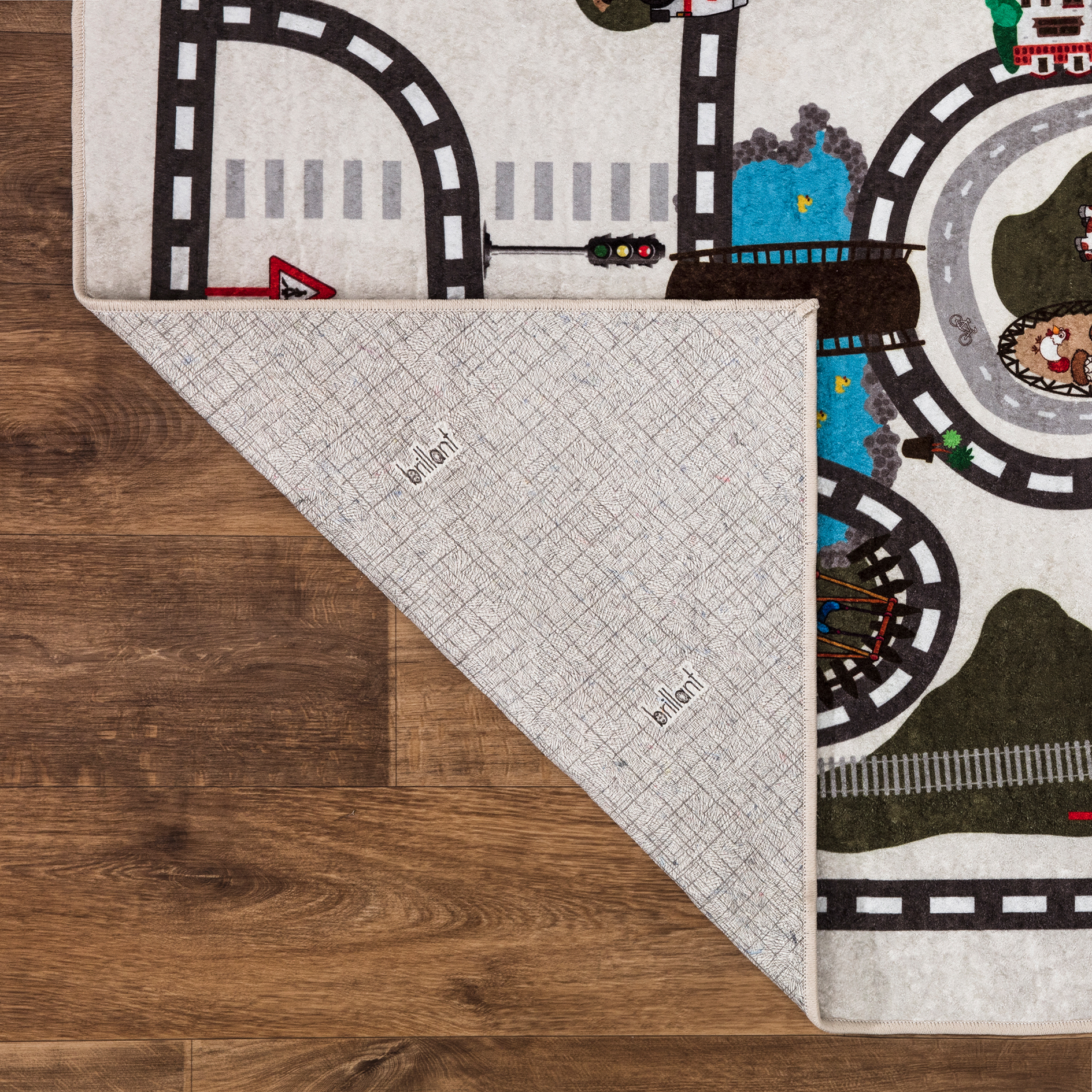 Spielteppich - creme-bunt - Stadt - 120x170 cm