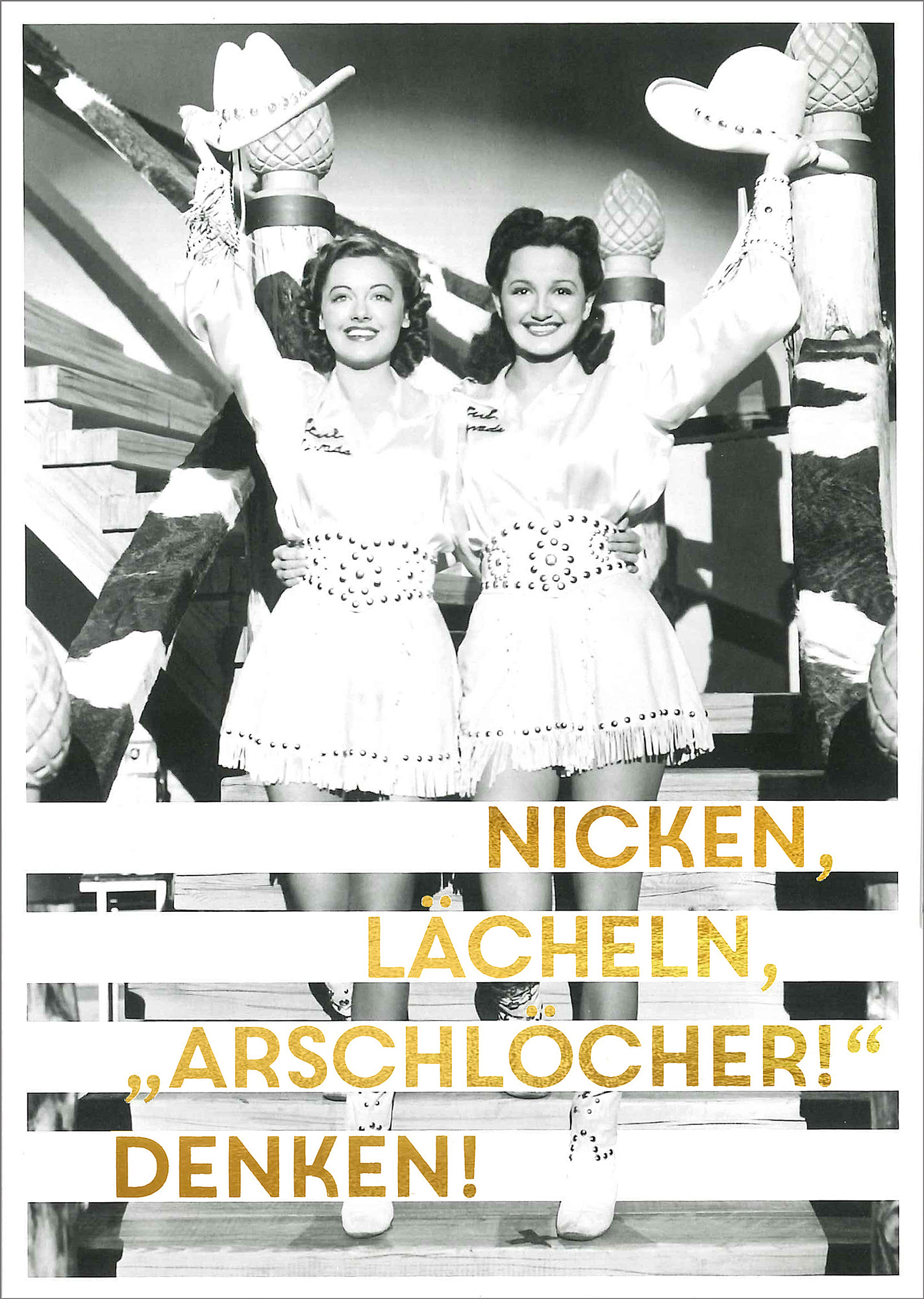 Postkarte 'Nicken Lächeln 'Arschlöcher' denken' günstig bestellen