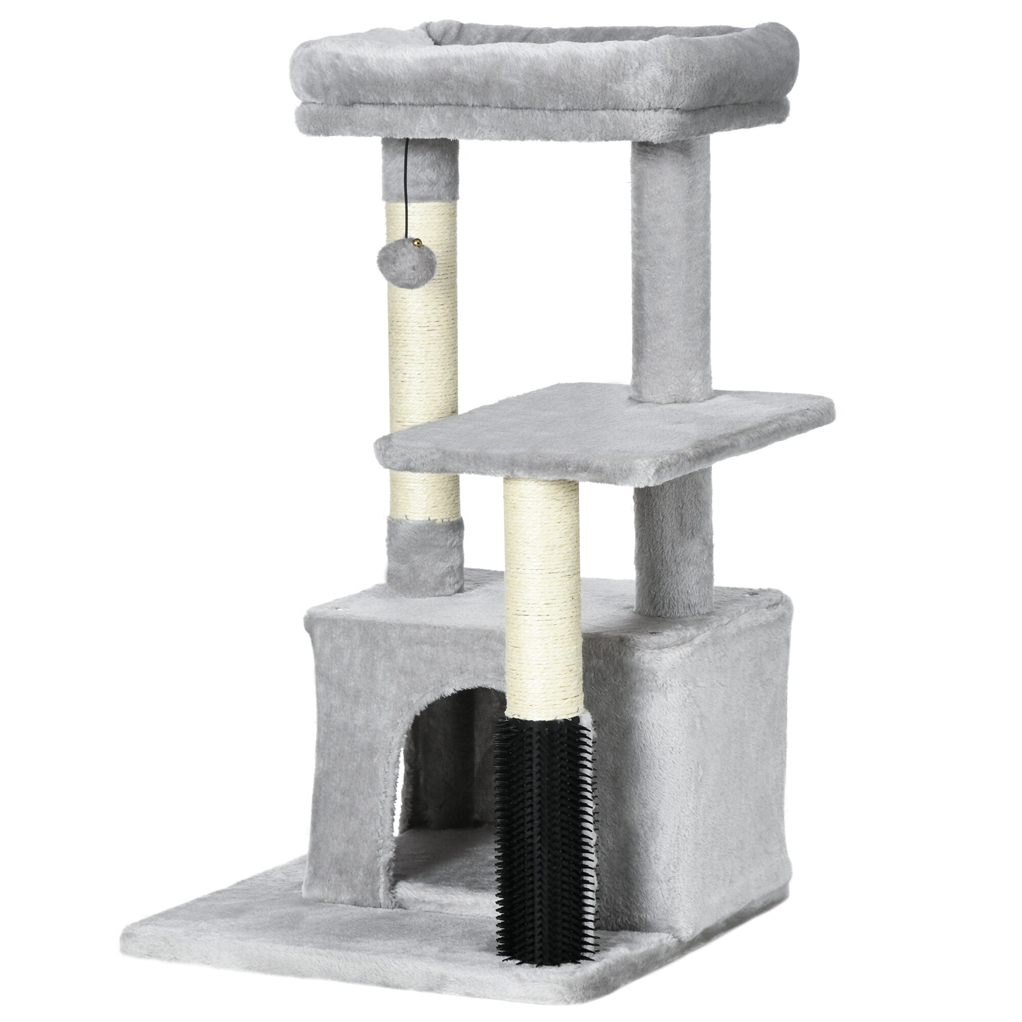PawHut Kratzbaum mit mehrstufigem Design grau 48L x 48B x 80H cm