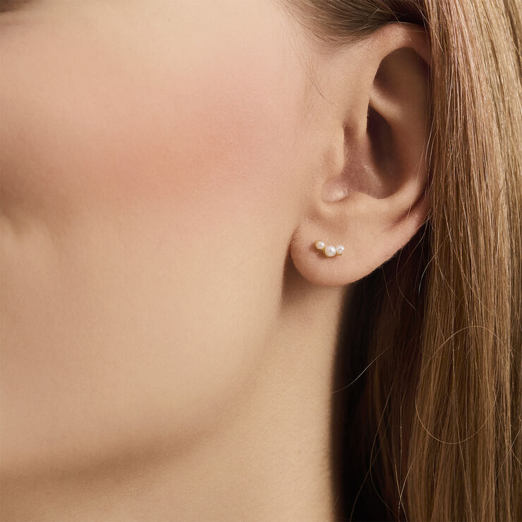 Pernille Corydon Jewellery Ocean Pearl Earsticks size 6 mm Guld & hvid