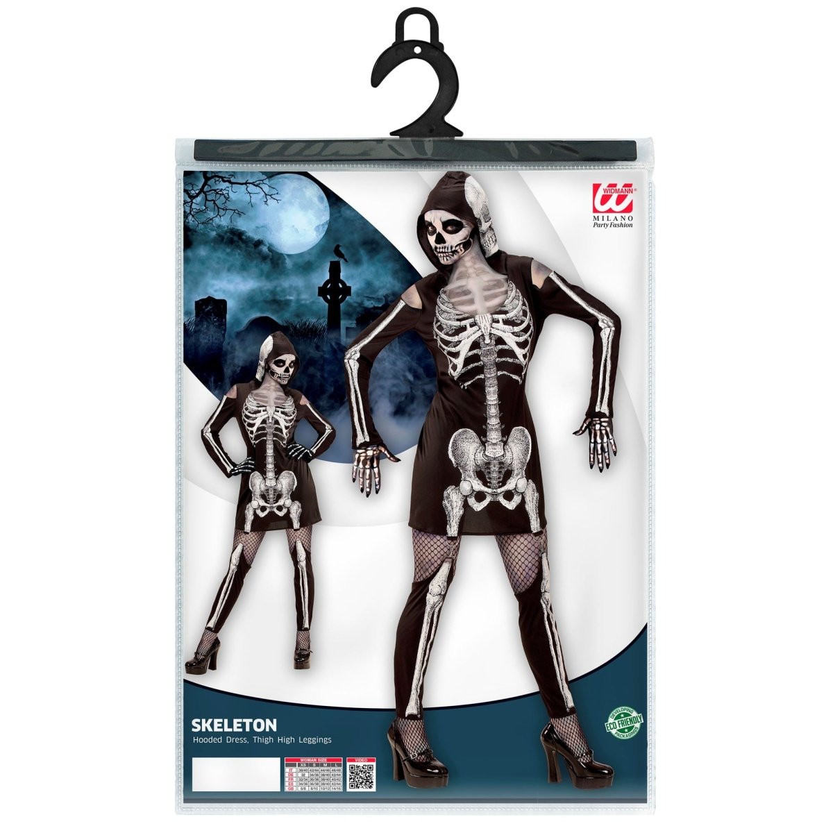 Halloween Jurk Dames Skelet Met Capuchon