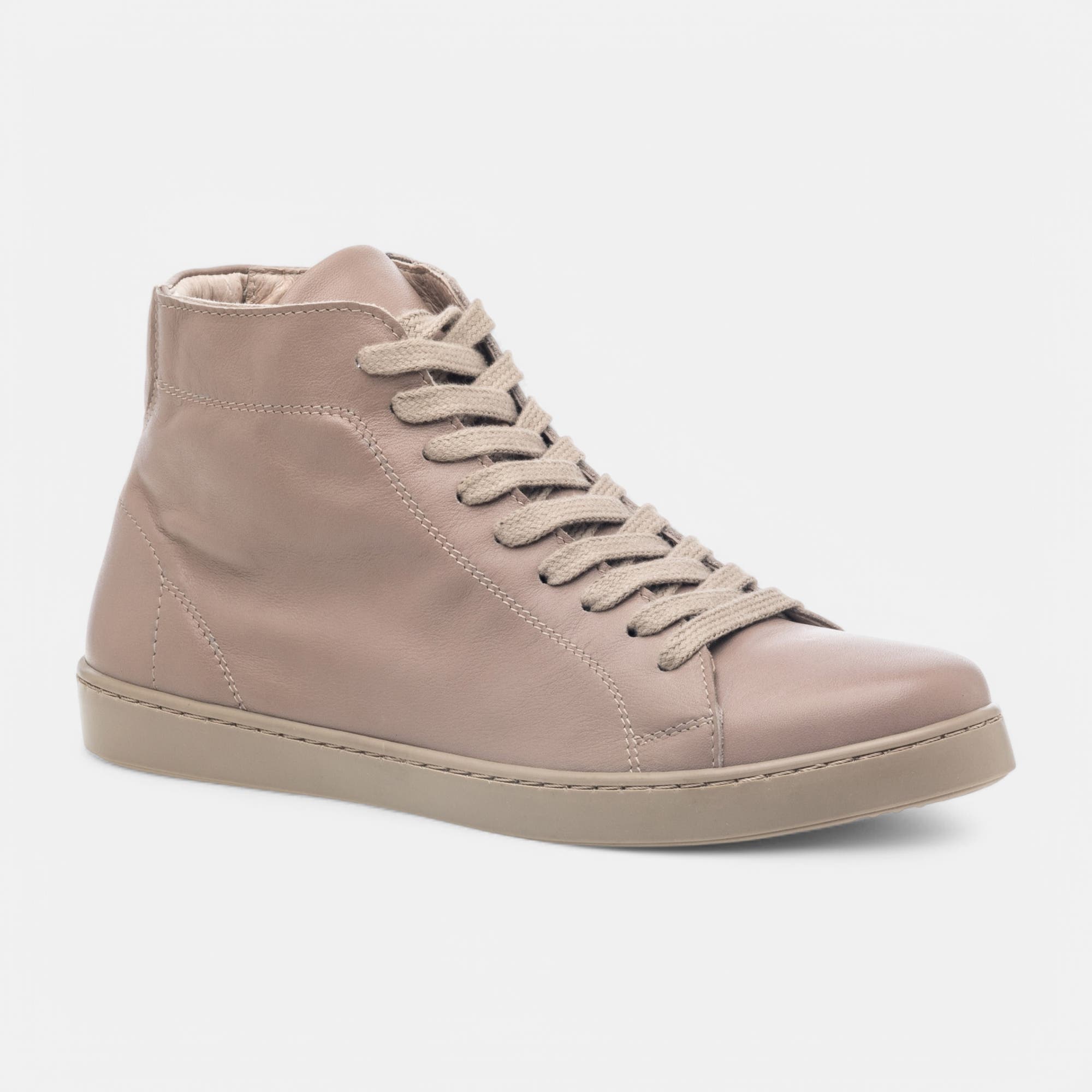 Bottines à lacets Femme en cuir beige