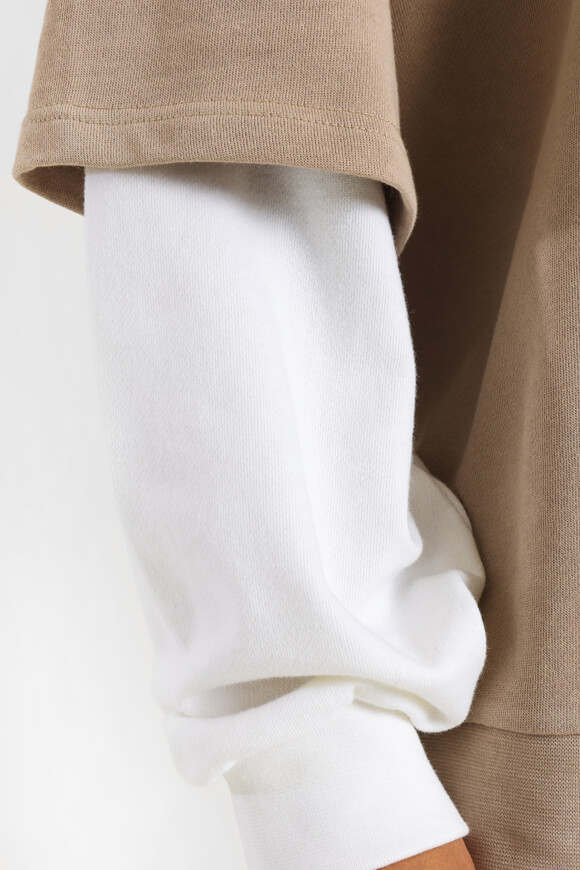 Couture Club Double Layered T-Shirt Hoodie Dames Beige/Wit