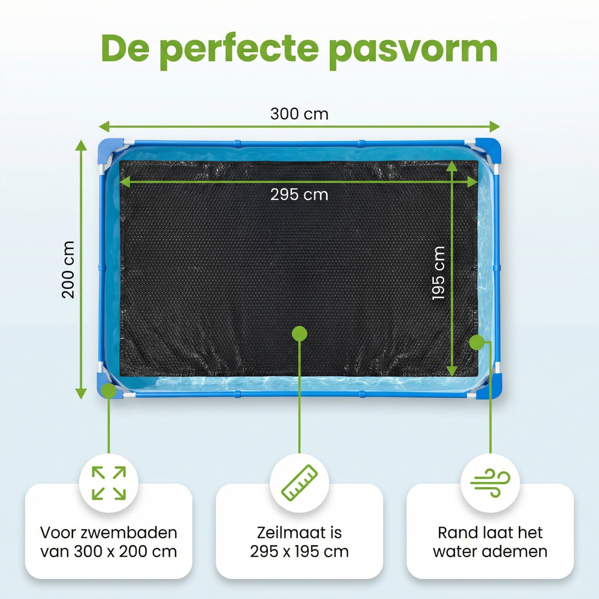 Comfortpool Pro 300x200 cm afdekzeil - Black