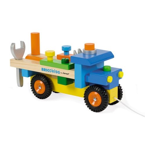 Janod trekfiguur vrachtwagen met gereedschap 5022