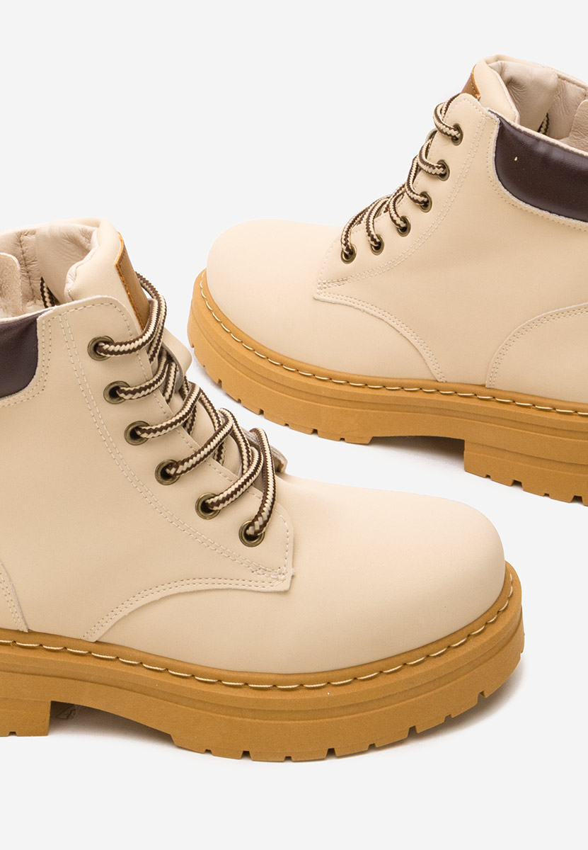 Bottines à lacets femme beige Snuvina