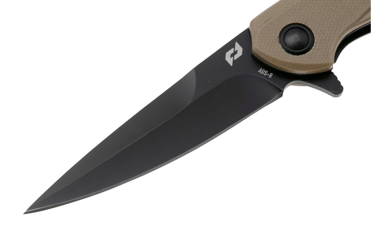 Schrade Kinetic Folder, Black AUS8, Tan G10, zakmes