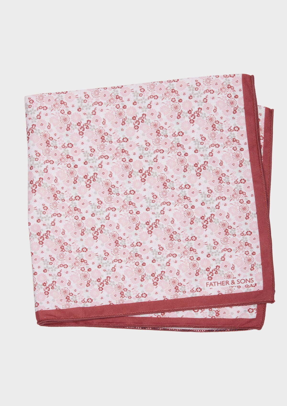 Pochette en coton blanc à motif fleuri rose pâle