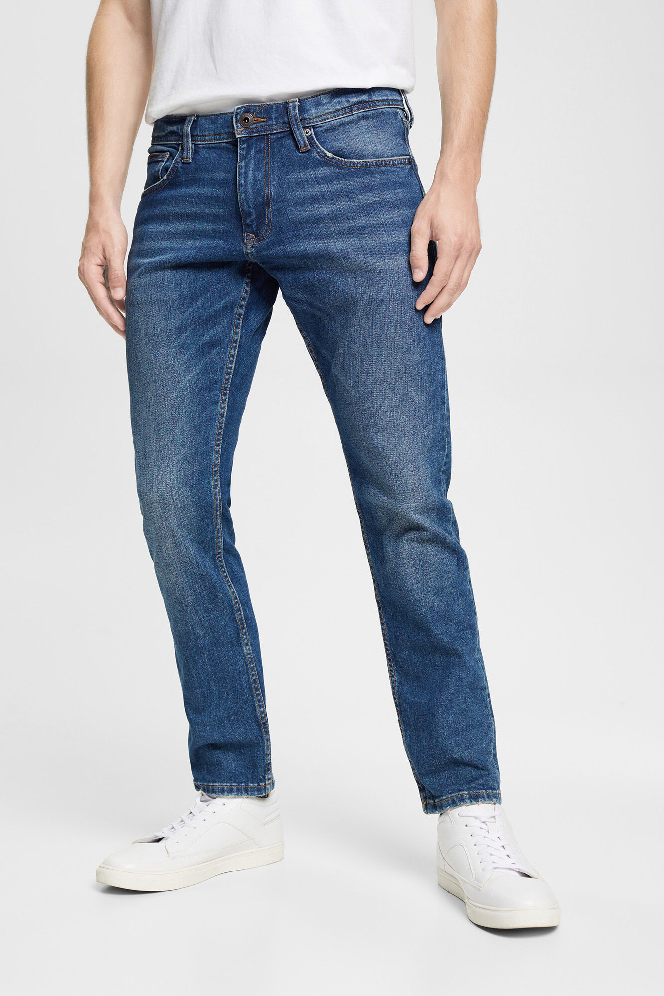 Calça jeans de 5 bolsos em algodão orgânico - Azul