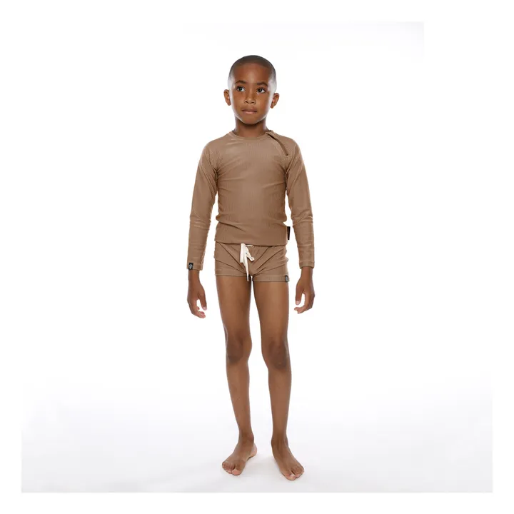 Beach & Bandits Short de Bain Anti-UV Côtelé | Marron