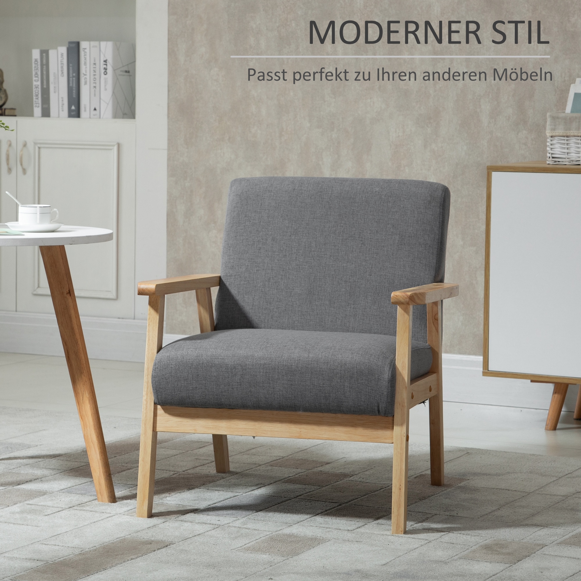 HOMCOM Sessel mit A-förmigen Beine grau 64L x 70B x 72H cm