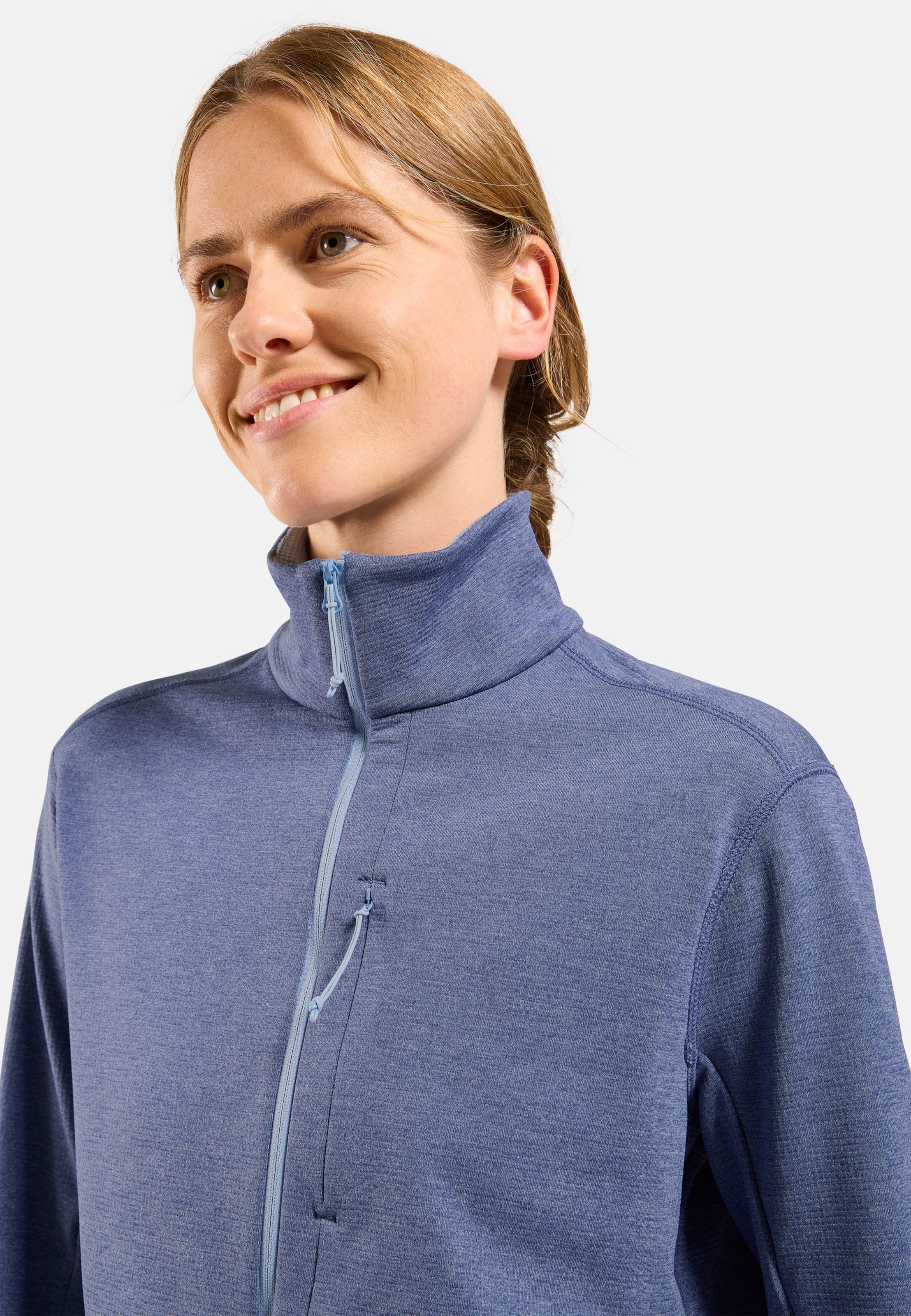 Essentials Multisport Mid Layer aus Grid-Fleece mit Halbreissverschluss in Blue heron melange