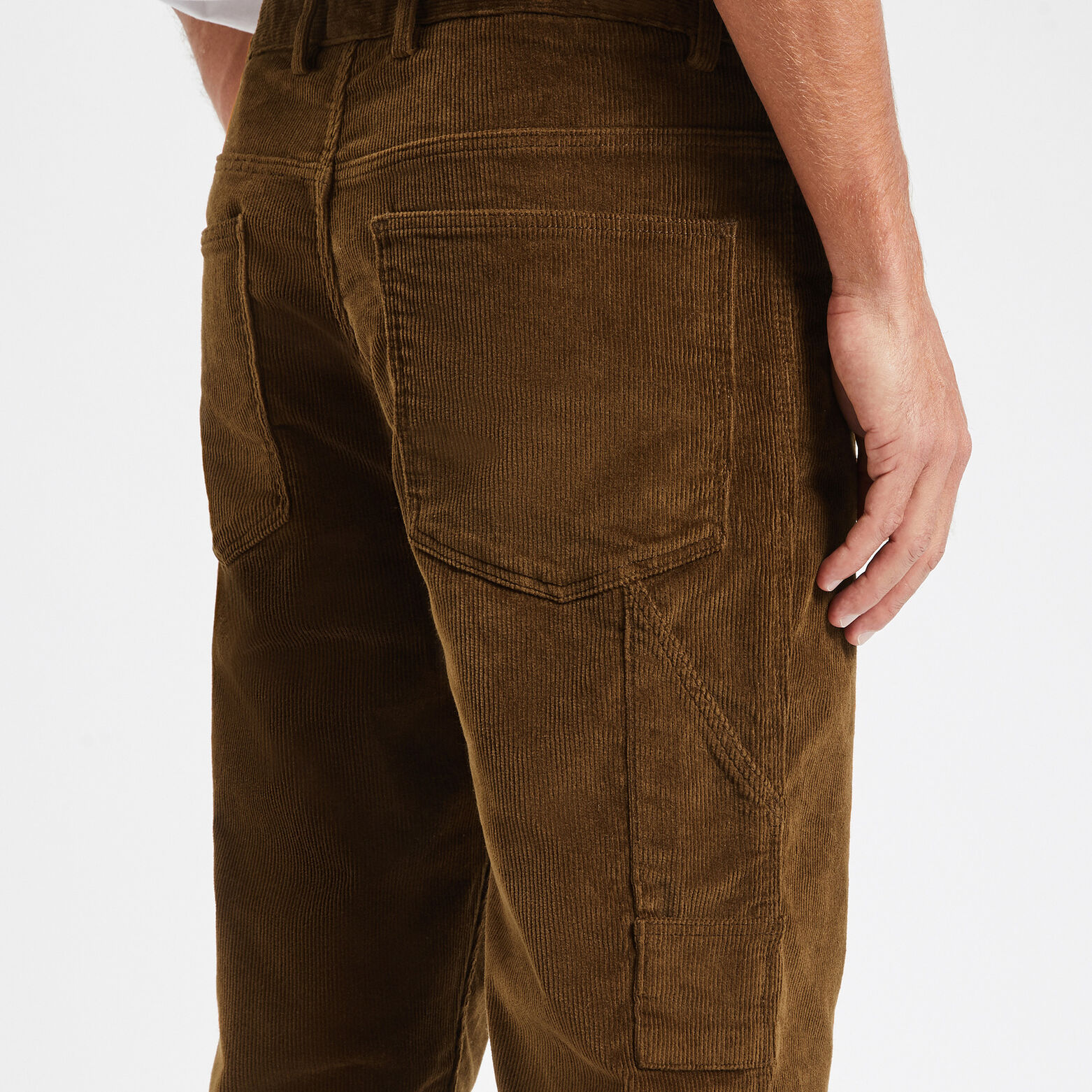 Pantalon chino style charpentier en velours Marron