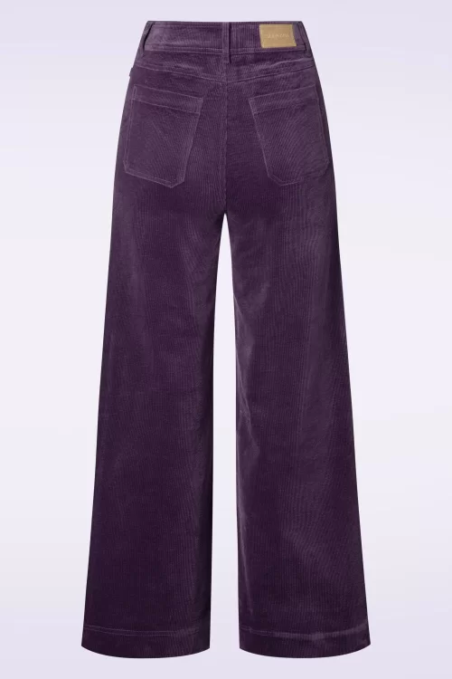 Surkana Mila rib broek met wijde pijpen in paars