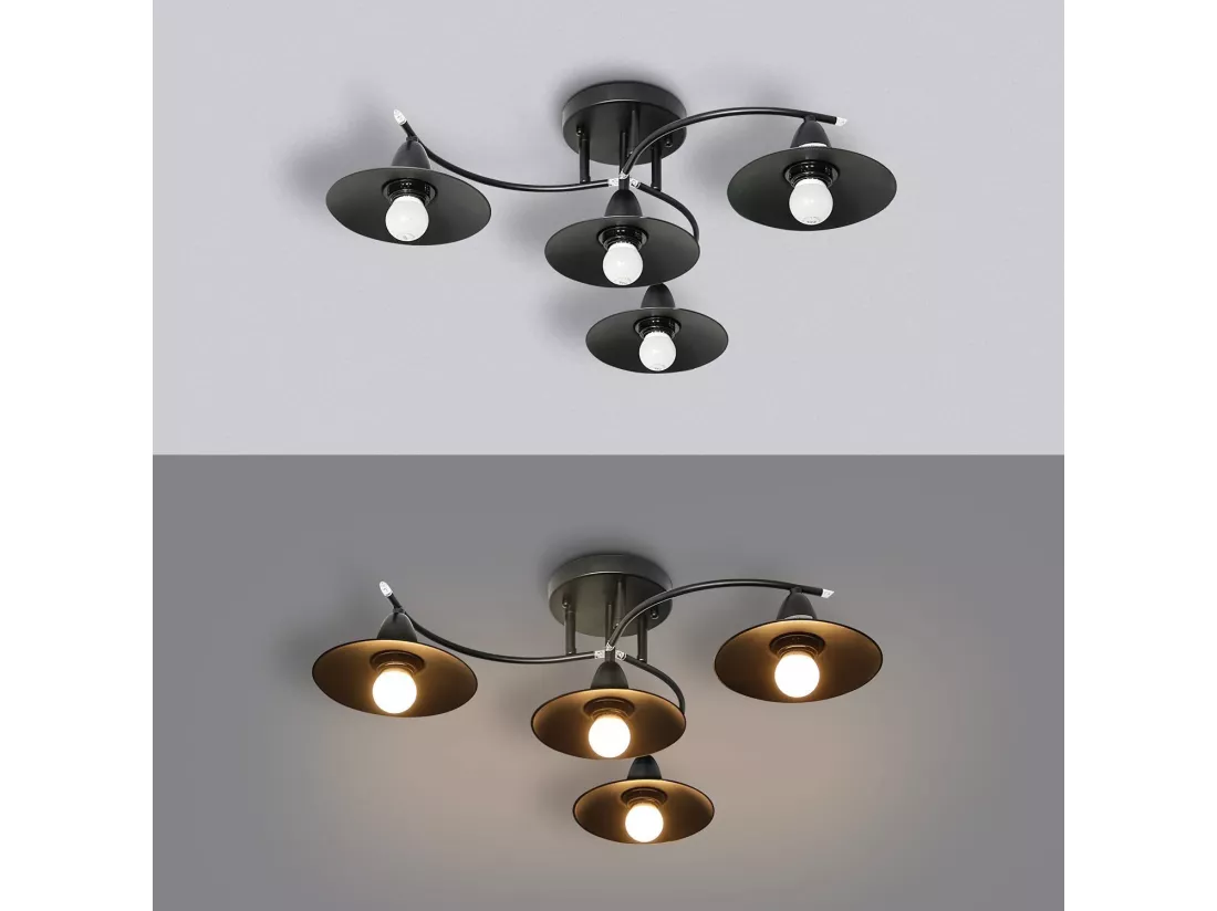 NETTLIFE Plafonnier Vintage E27 Rétro Noir Lampe Industrielle Couloir Lampe Intérieur Chambre Lampe Salle à Manger Lampe Salon Éclairage