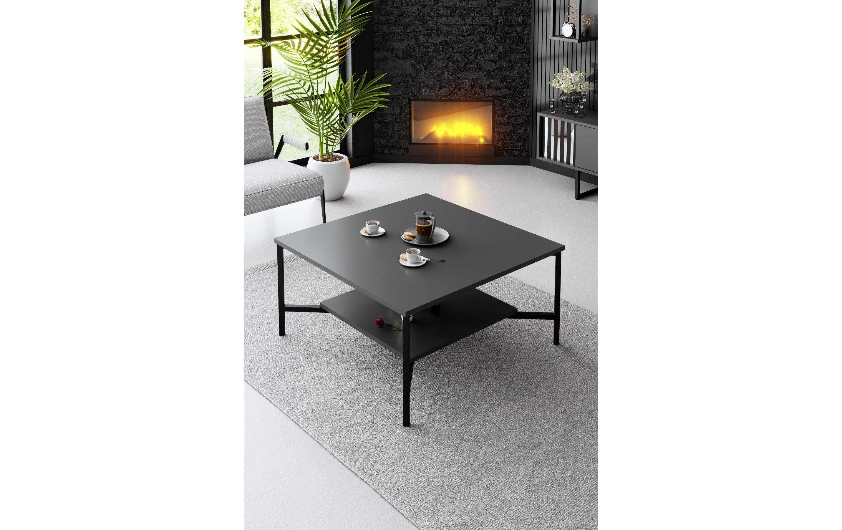 Couchtisch Black Line 80 x 80 x 40 cm, Anthrazit<br>Beistelltisch
