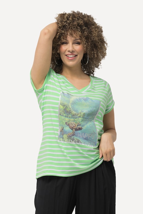 Shirt, Ringel, Schildkröte, Rundhals, Halbarm