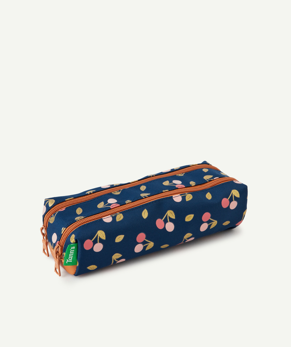TANN'SLA TROUSSE SCOLAIRE DOUBLE ALEXA BLEUE IMPRIMÉE CERISES