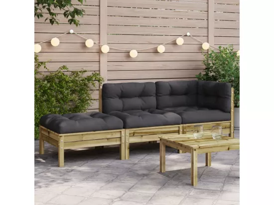 Canapé de jardin avec coussins et repose-pied 2 places