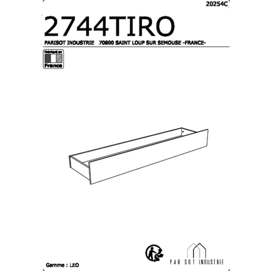 Parisot Etagenbett Tam-Tam 31 mit Bettschubkasten Grau in Eiche Jackson (90x200) Grau