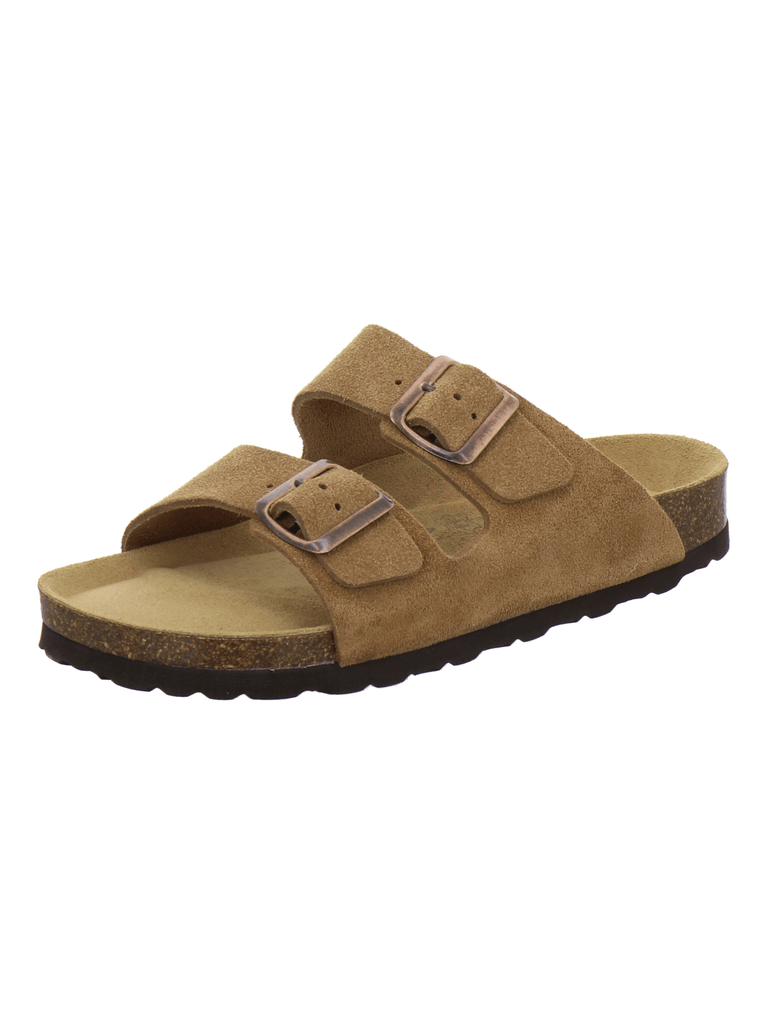 Pantoletten Damen Zweischnaller cognac Velour