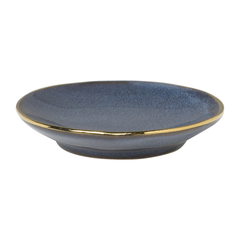 Schoteltje met gouden rand - donkerblauw- ø9 cm