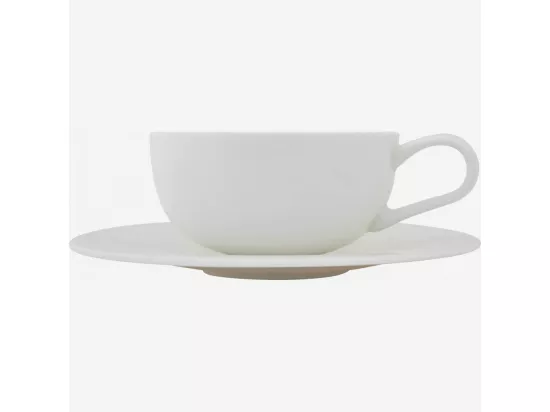 HABITAT - Tasse à thé en porcelaine avec soucoupe – Blanc (Lot de 6) - Lux