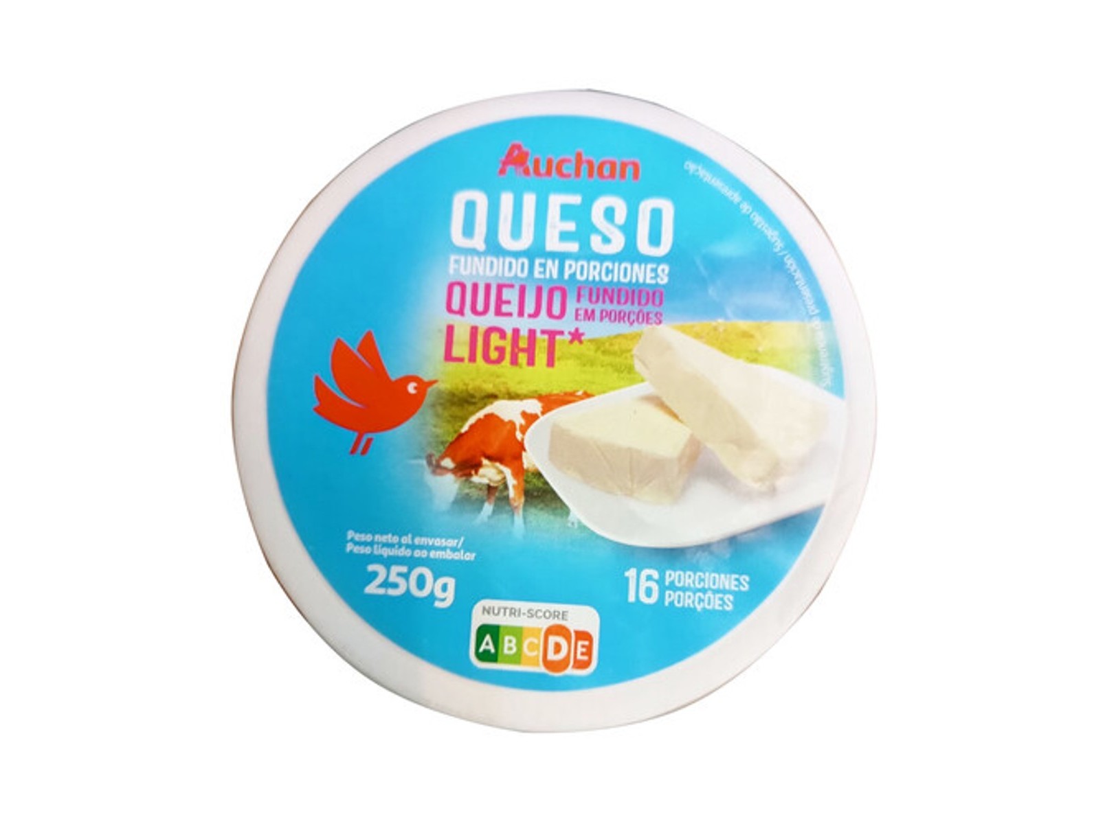 QUEIJO FUNDIDO LIGHT AUCHAN 16 PORÇÕES 250G