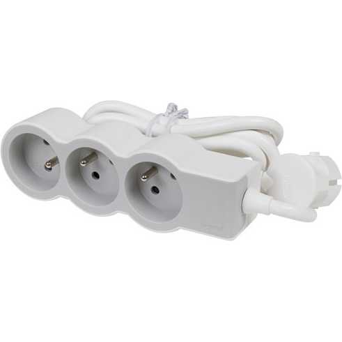 Rallonge extra-plate 3 prises 1.5 m blanc/gris clair