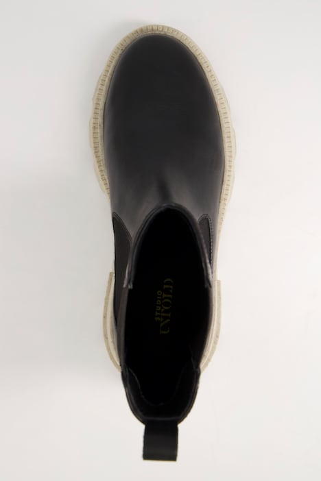 Chelsea-Boots, Leder, farbige Plateausohle, Weite H