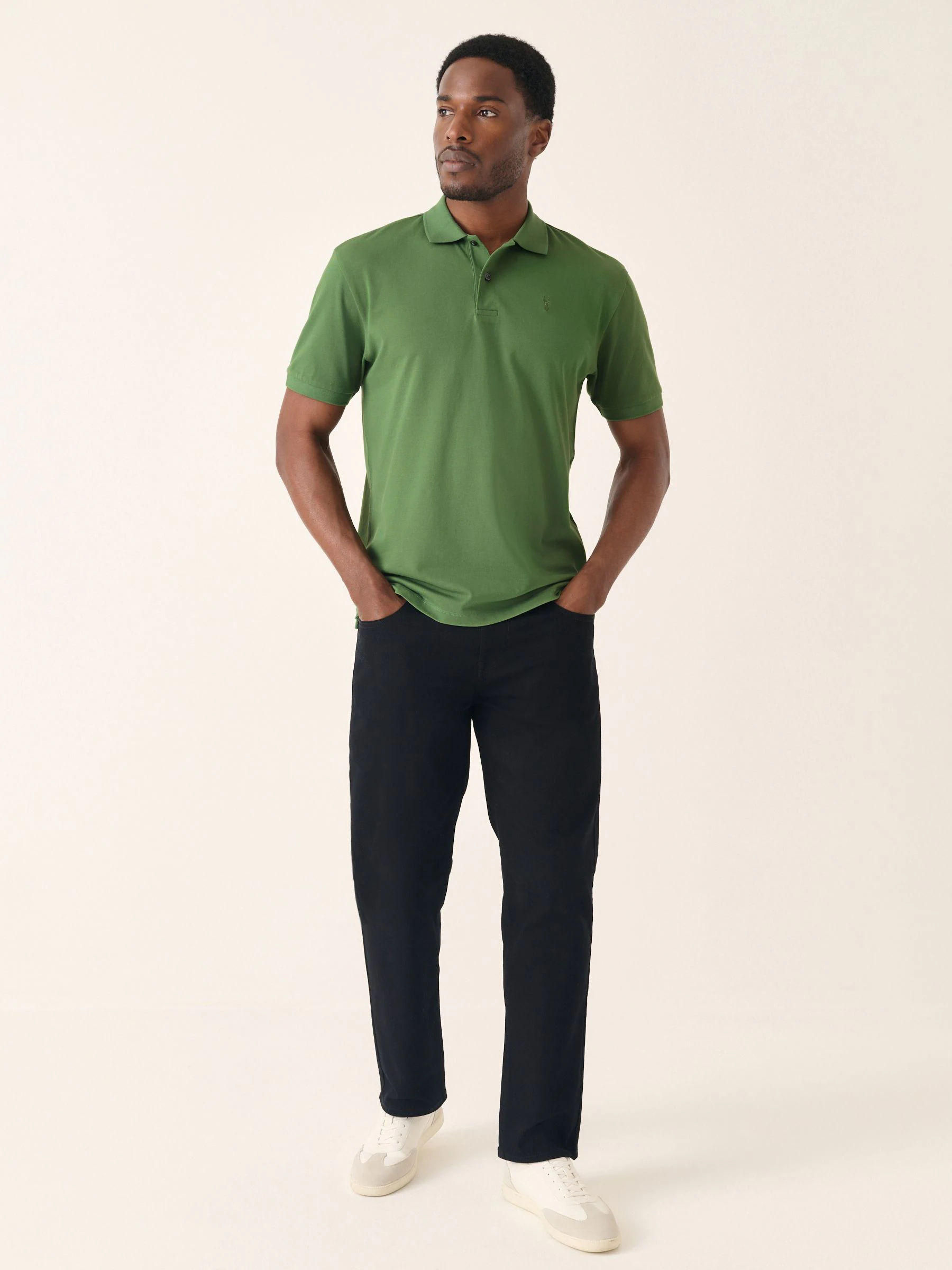 Medium groen - Normale Pasvorm - Long-Sleeve Pique Polo Shirt