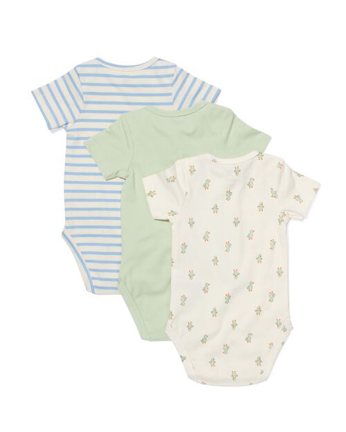 3 bodies en coton bio avec stretch blanc cassé