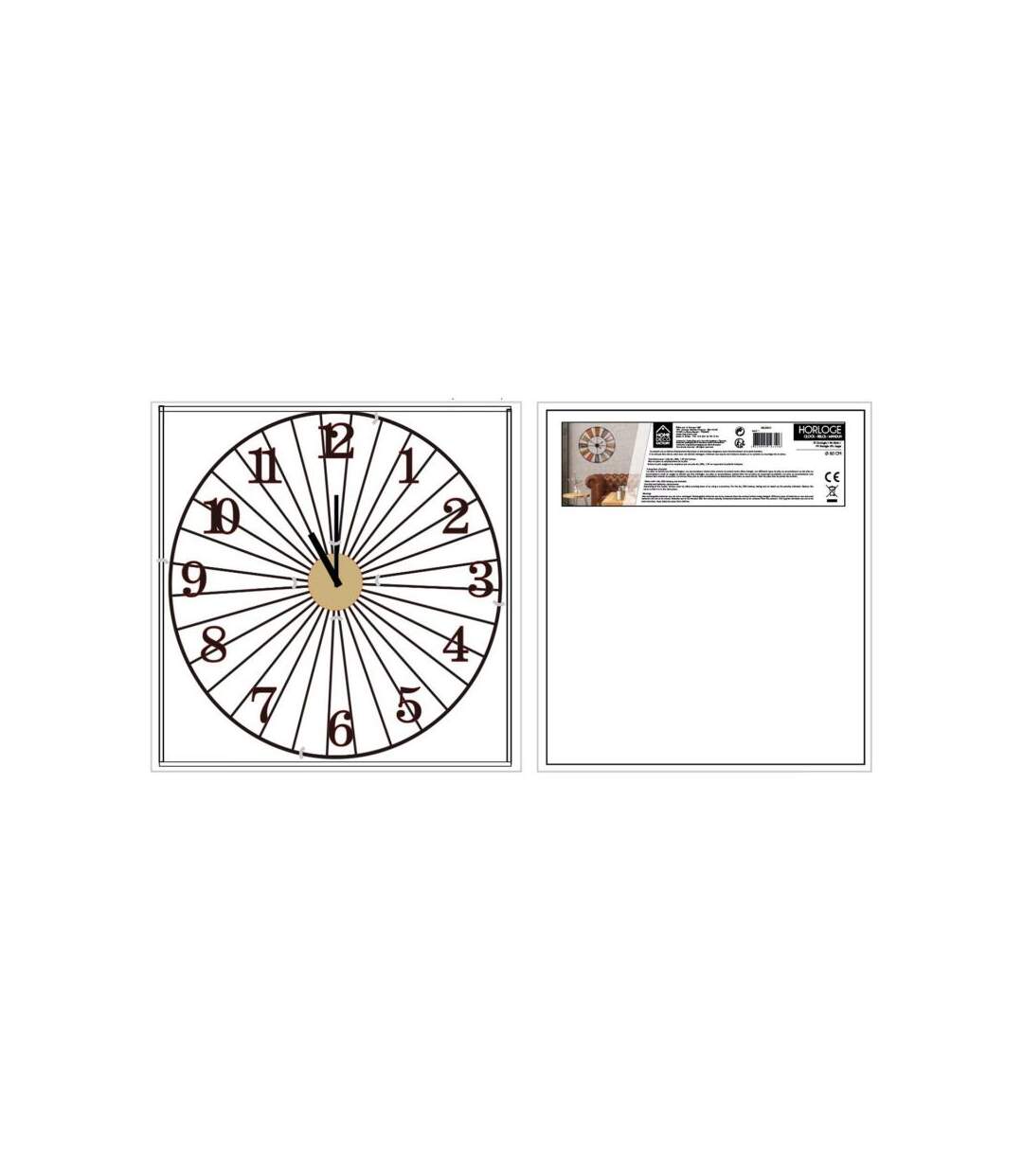 Paris Prix - Horloge Murale Design filaire 50cm Noir