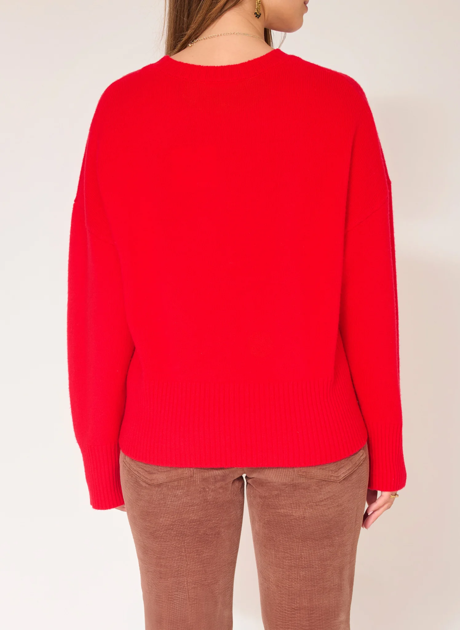 KOOL - Pull oversize col rond en laine | Rouge