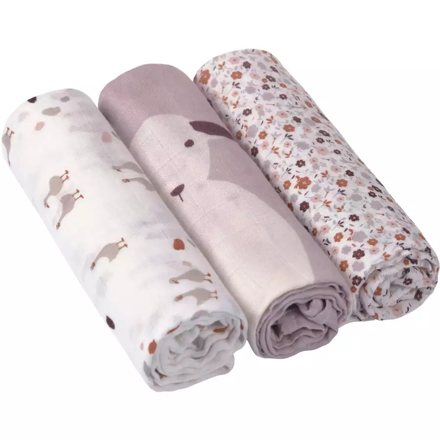 LÄSSIG Mulltücher L 3er Pack Tiny Farmer Flowers