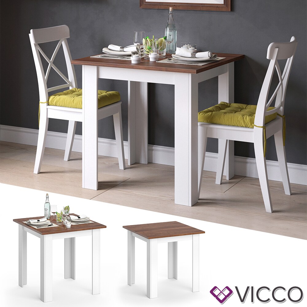 Vicco Esstisch Karlos Esszimmertisch Nussbaum Wohnzimmer Küchentisch 80cm Weiß